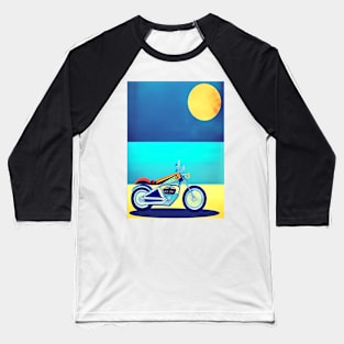 LOVELY SURREAL RETRO MOTORCYCLE ON THE BEACH Baseball T-Shirt